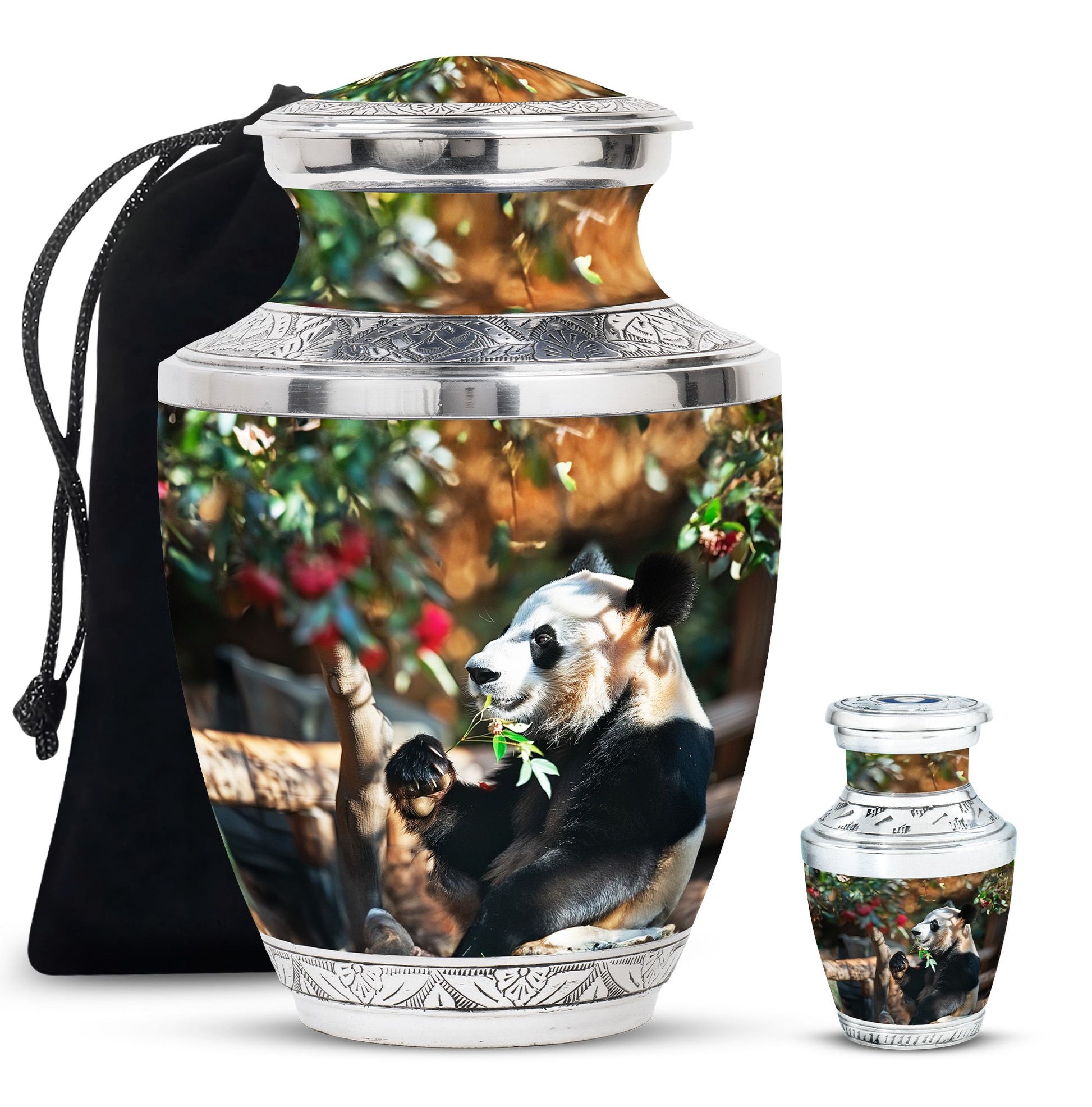 Panda Theme Large Urn With 1 Keepsake Urn
