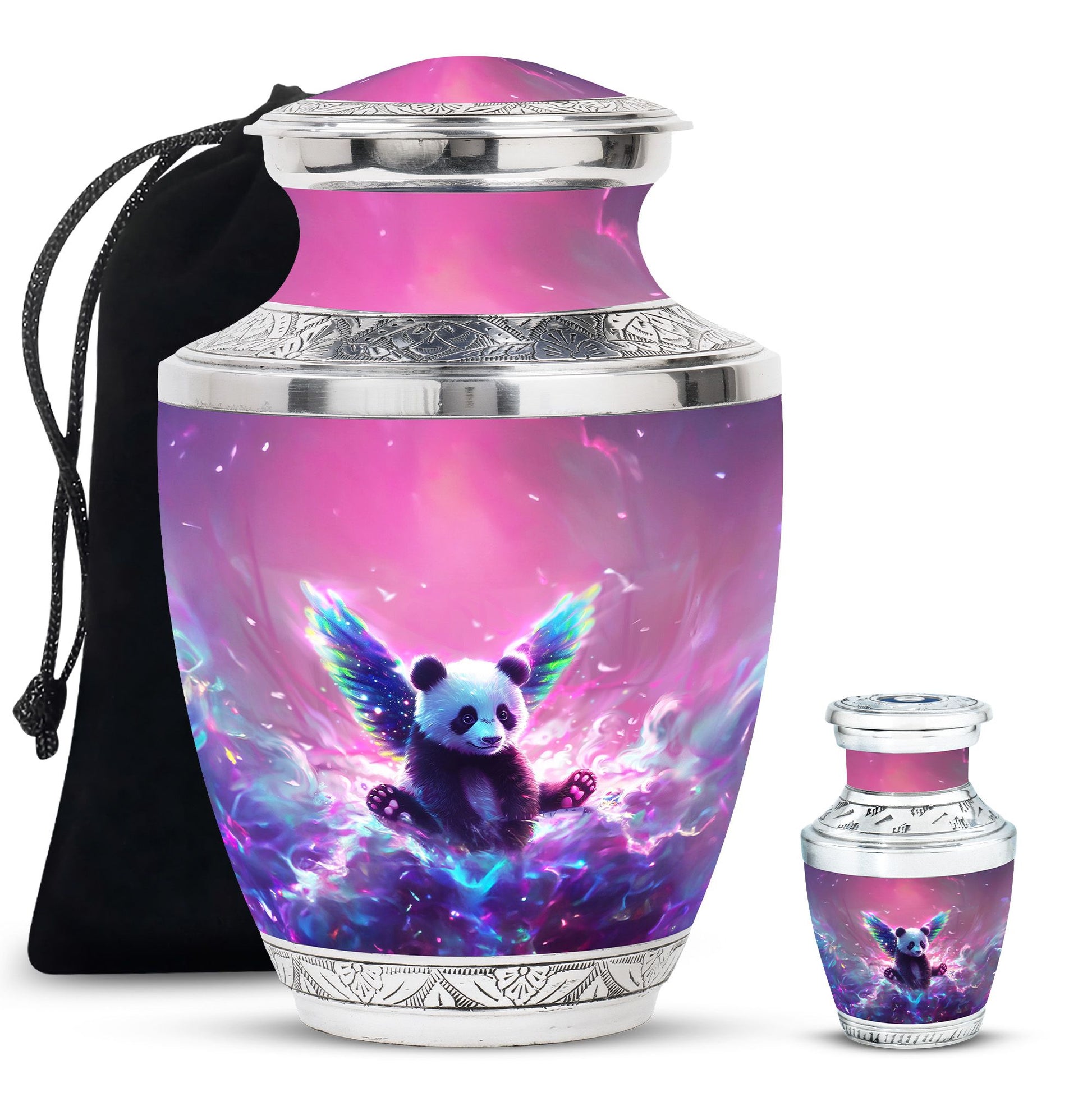 Panda Theme Large Urn With 1 Keepsake Urn