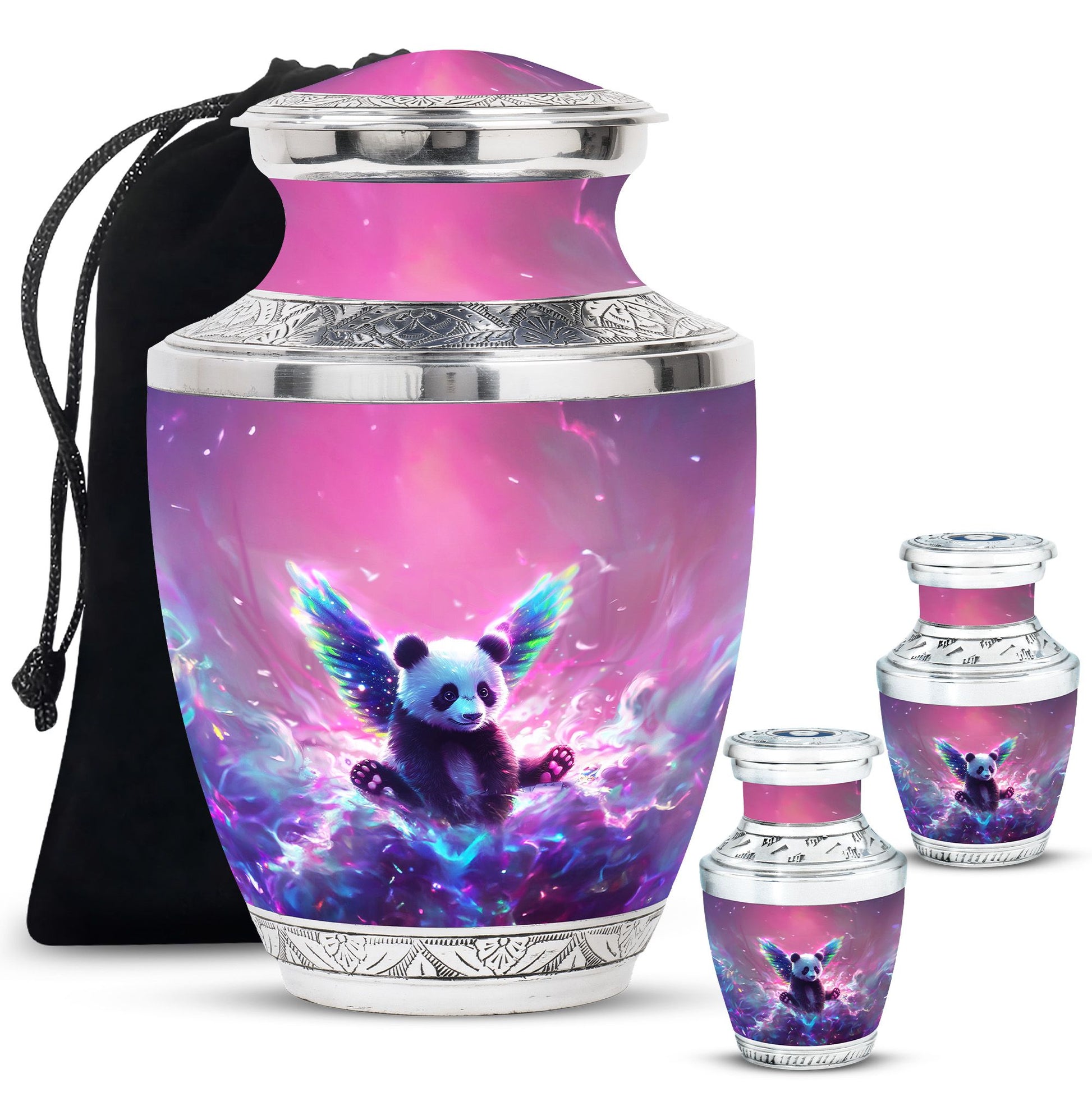 Panda Theme Large Urn With 2 Keepsake Urn