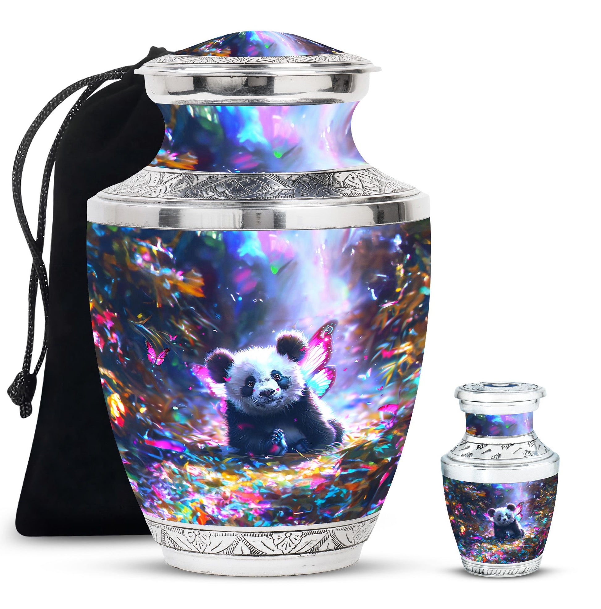 Panda Theme Large Urn With 1 Keepsake Urn