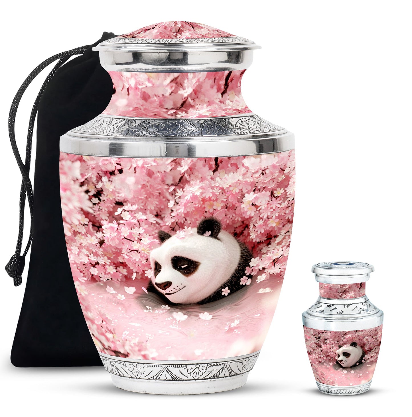 Panda Theme Large Urn With 1 Keepsake Urn