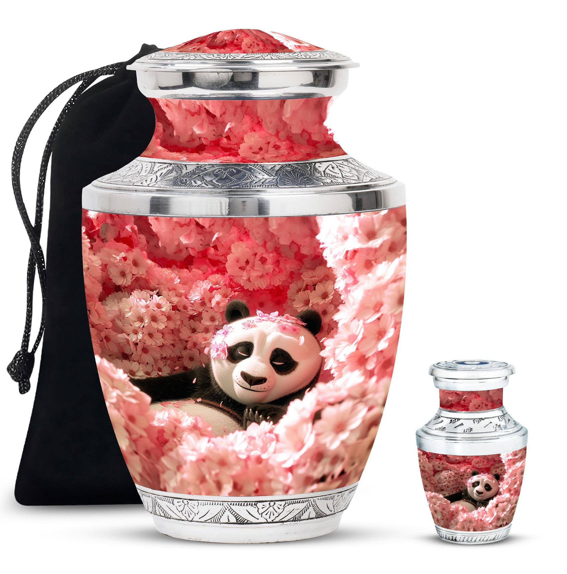 Panda Theme Large Urn With 1 Keepsake Urn