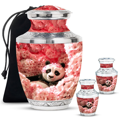 Panda Theme Large Urn With 2 Keepsake Urn
