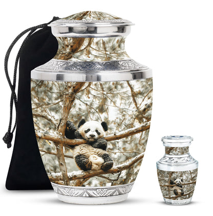 Panda Theme Large Urn With 1 Keepsake Urn