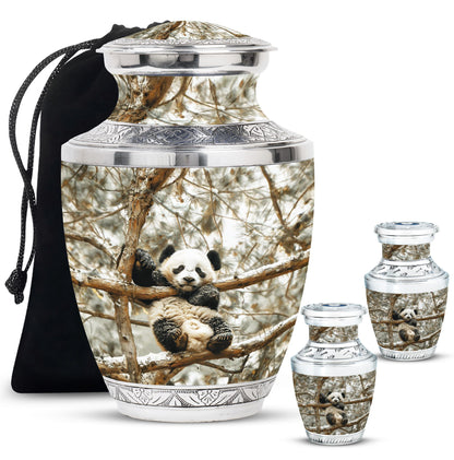 Panda Theme Large Urn With 2 Keepsake Urn