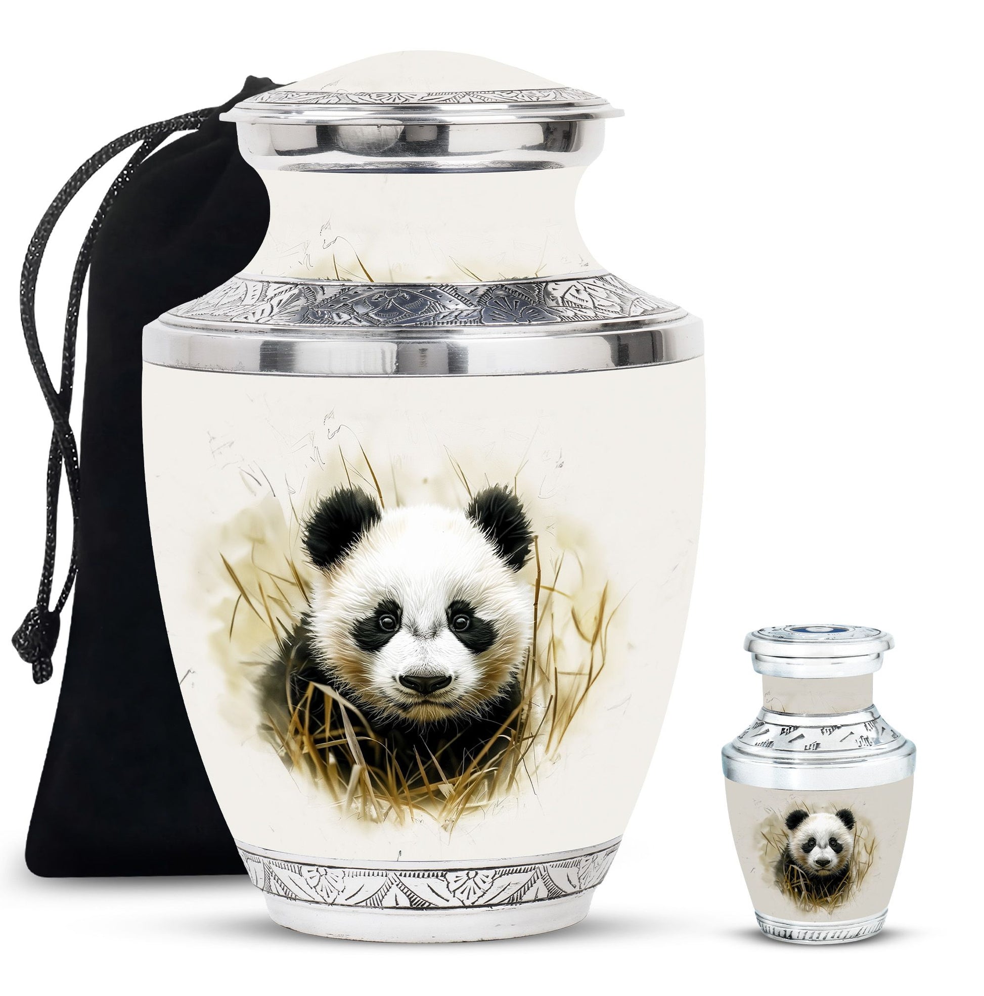 Panda Theme Large Urn With 1 Keepsake Urn