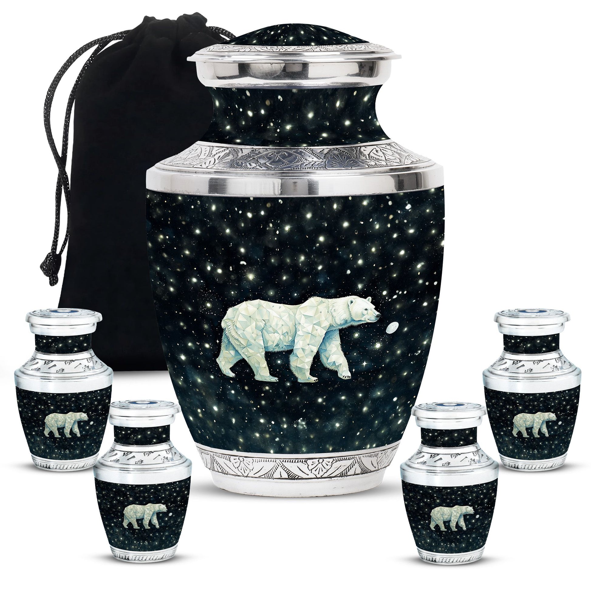 Polar Bear Theme Large Urn With 4 Keepsake Urn