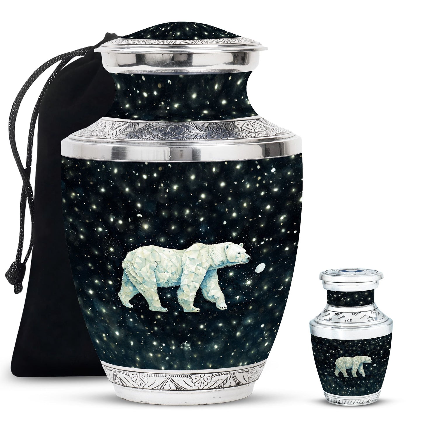 Polar Bear Theme Large Urn With 1 Keepsake Urn