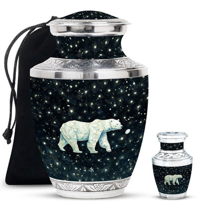 Polar Bear Theme Large Urn With 1 Keepsake Urn