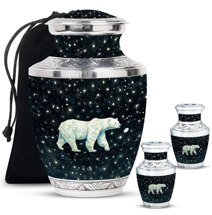 Polar Bear Theme Large Urn With 2 Keepsake Urn