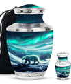 Polar Bear Theme Large Urn With 1 Keepsake Urn