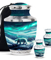 Polar Bear Theme Large Urn With 2 Keepsake Urn