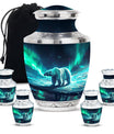 Polar Bear Theme Large Urn With 4 Keepsake Urn