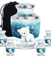 Polar Bear Theme Large Urn With 4 Keepsake Urn