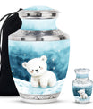 Polar Bear Theme Large Urn With 1 Keepsake Urn