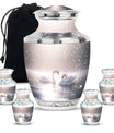 Swan Theme Large Urn With 4 Keepsake Urn