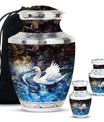 Swan Theme Large Urn With 2 Keepsake Urn