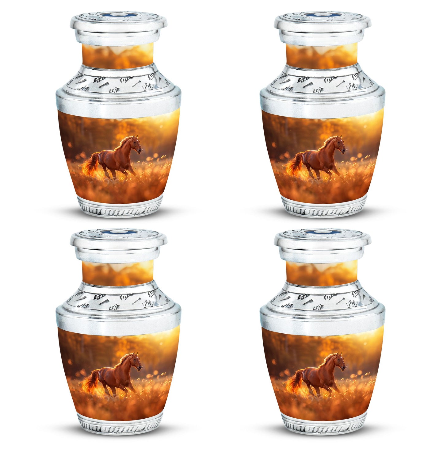 Runing Horse Theme 3 Inch Keepsake Pack of 4