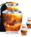 Runing Horse Theme Large Urn With 2 Keepsake Urn