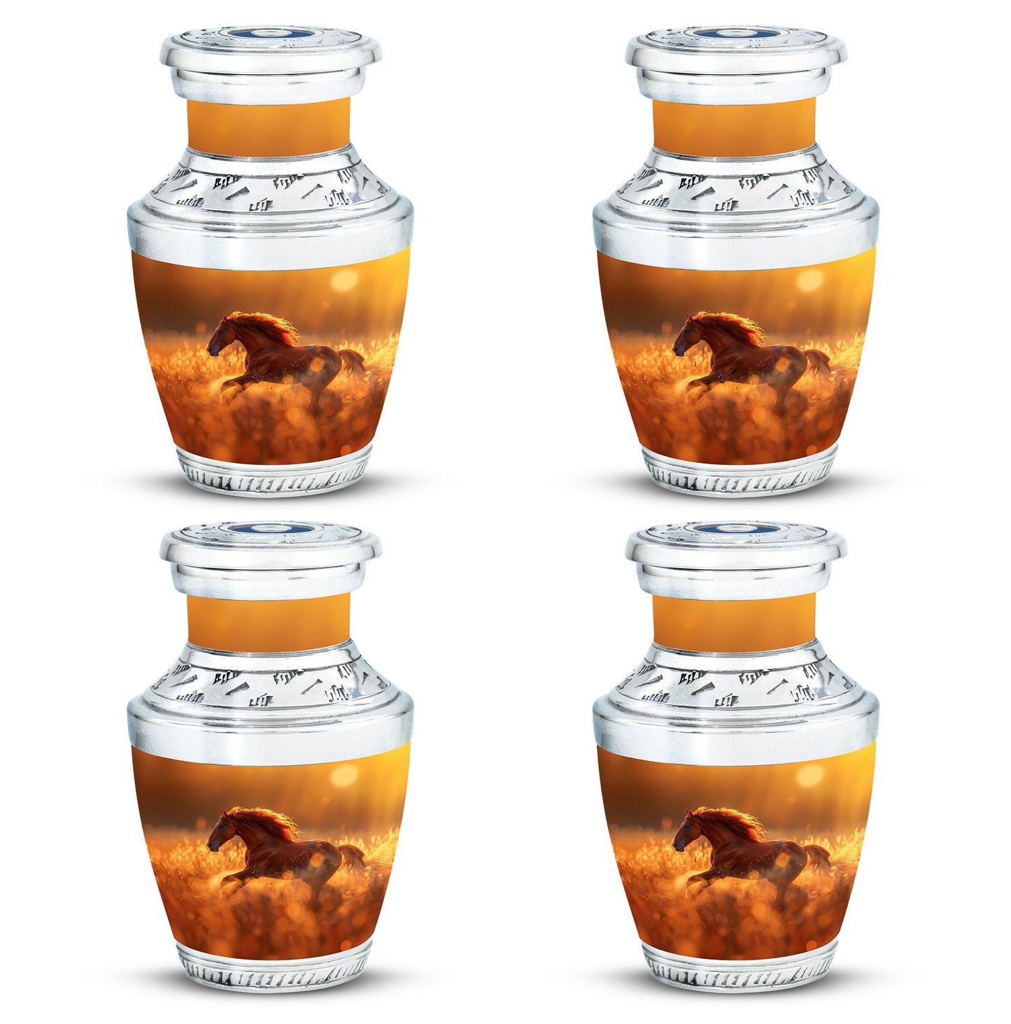 Runing Horse Theme 3 Inch Keepsake Pack of 4