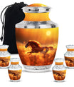 Runing Horse Theme Large Urn With 4 Keepsake Urn