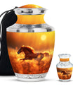Runing Horse Theme Large Urn With 1 Keepsake Urn