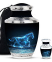Runing Horse Theme Large Urn With 1 Keepsake Urn