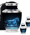 Runing Horse Theme Large Urn With 2 Keepsake Urn