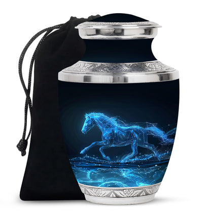 Runing Horse Theme Large Urn 10 Inch