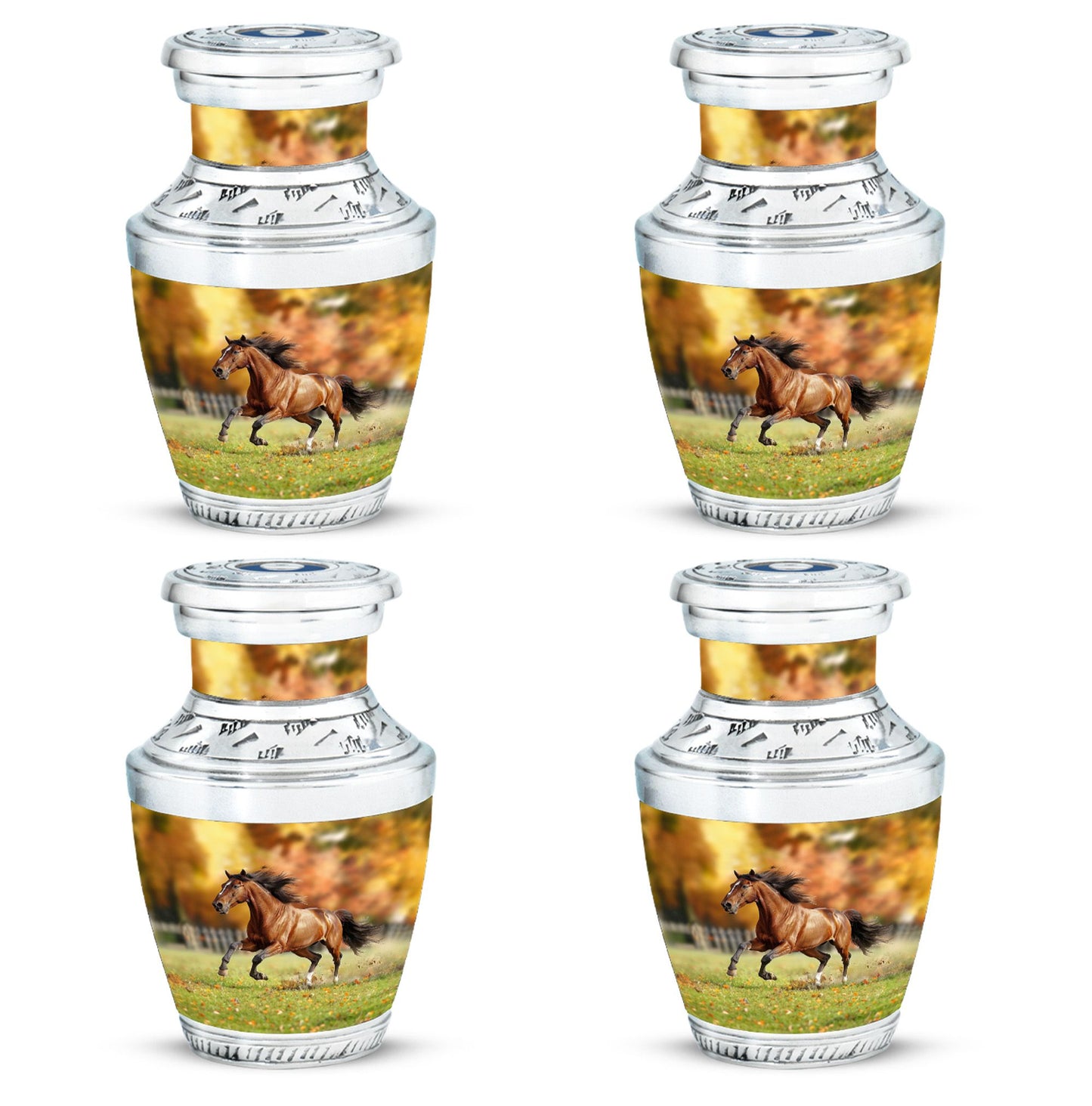 Runing Horse Theme 3 Inch Keepsake Pack of 4