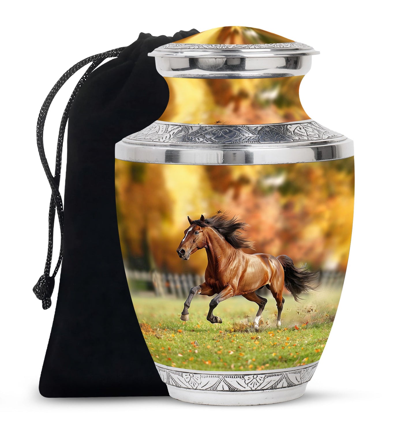 Runing Horse Theme Large Urn 10 Inch