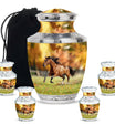 Runing Horse Theme Large Urn With 4 Keepsake Urn
