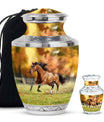 Runing Horse Theme Large Urn With 1 Keepsake Urn