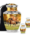 Runing Horse Theme Large Urn With 2 Keepsake Urn