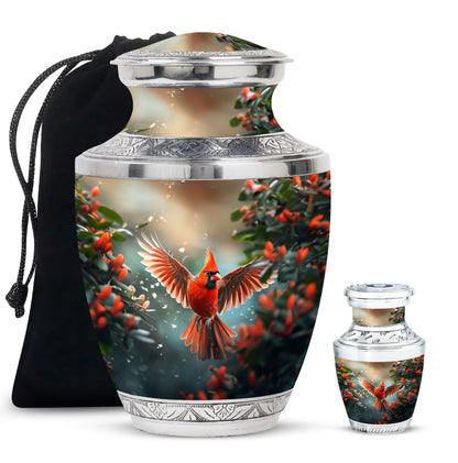 Cardinal Theme Large Urn With 1 Keepsake Urn