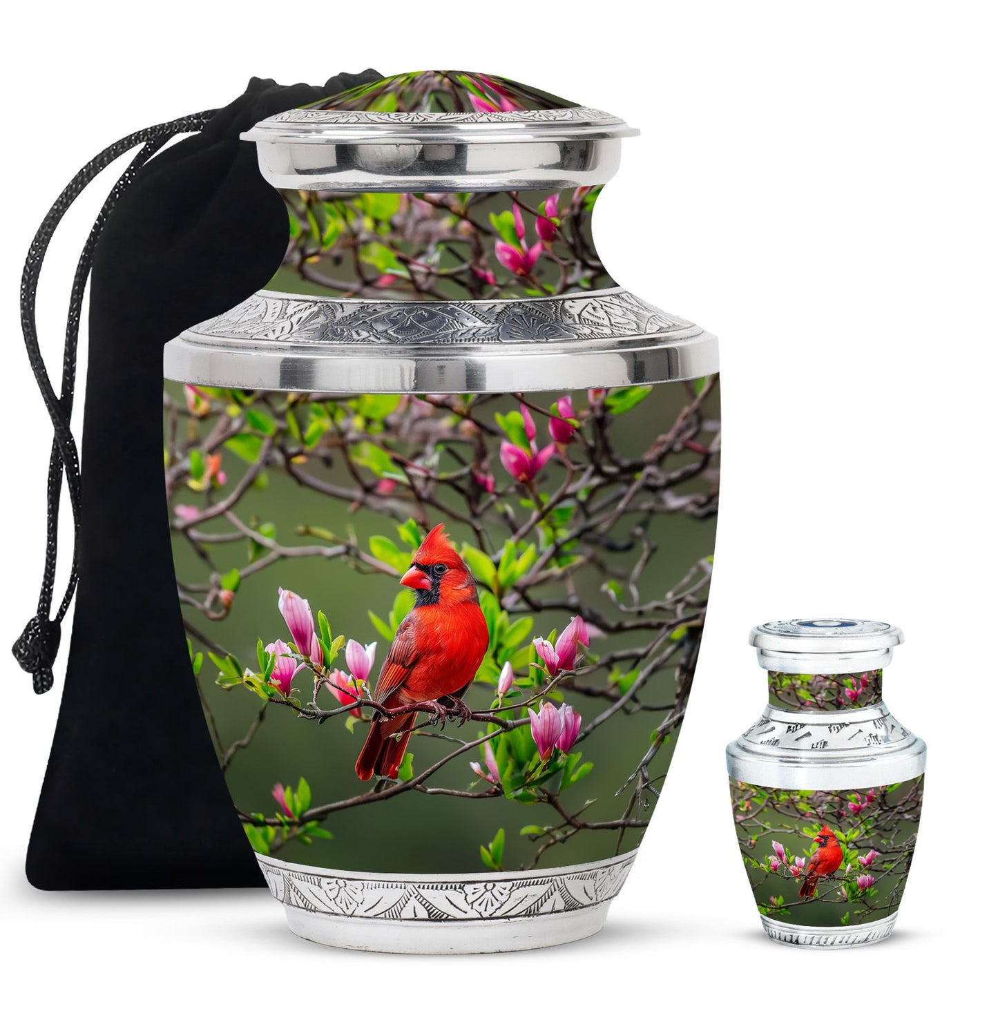 Cardinal Theme Large Urn With 1 Keepsake Urn