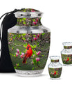 Cardinal Theme Large Urn With 2 Keepsake Urn