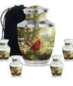 Cardinal Theme Large Urn With 4 Keepsake Urn