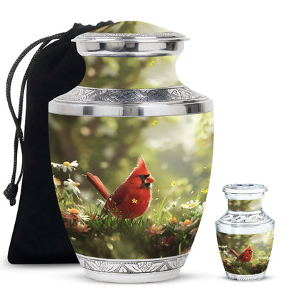 Cardinal Theme Large Urn With 1 Keepsake Urn