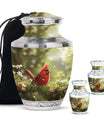 Cardinal Theme Large Urn With 2 Keepsake Urn