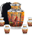 Cardinal Theme Large Urn With 4 Keepsake Urn