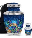 Turtle Theme Large Urn With 1 Keepsake Urn