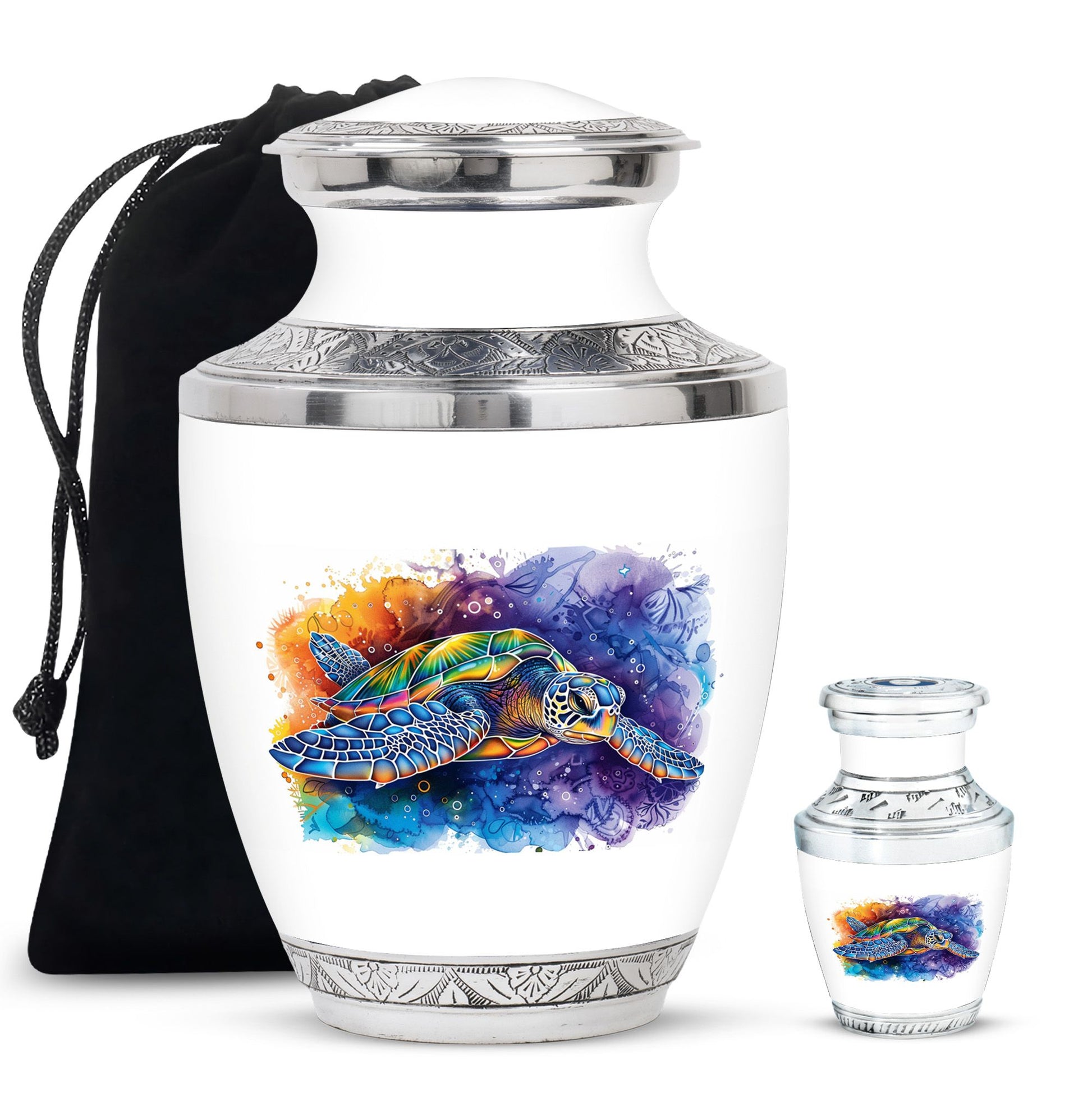 Turtle Theme Large Urn With 1 Keepsake Urn