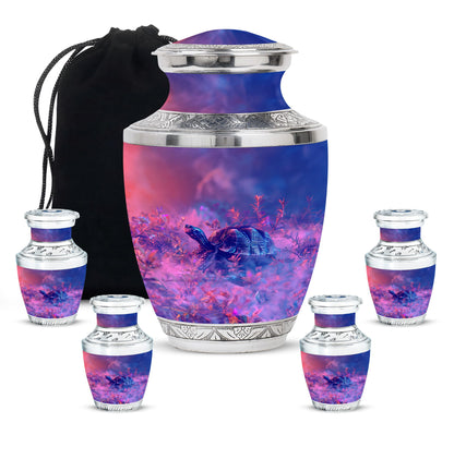 Turtle Theme Large Urn With 4 Keepsake Urn