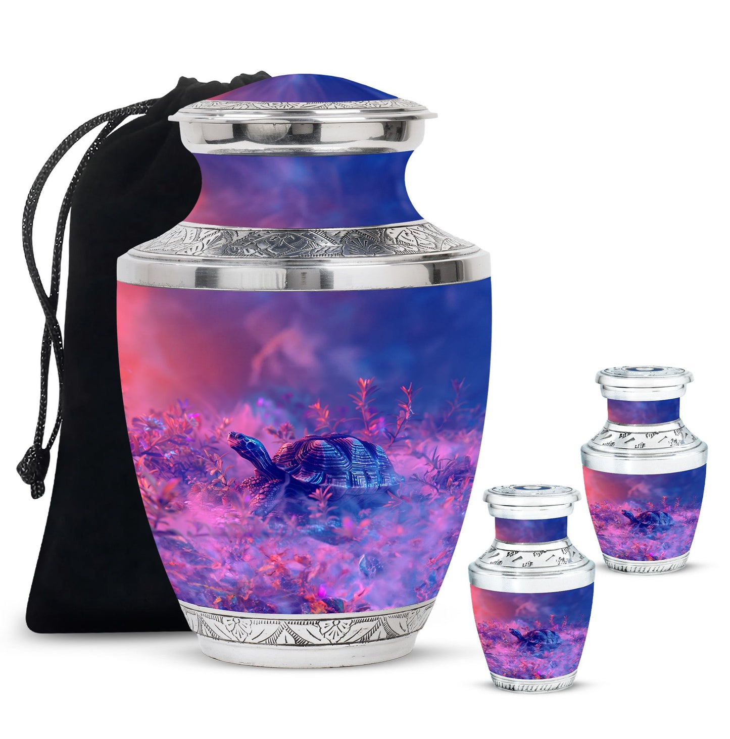 Turtle Theme Large Urn With 2 Keepsake Urn