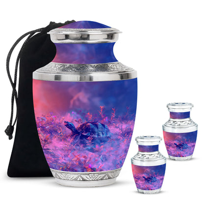 Turtle Theme Large Urn With 2 Keepsake Urn