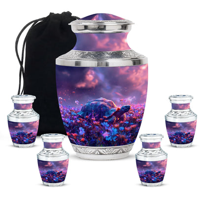 Turtle Theme Large Urn With 4 Keepsake Urn
