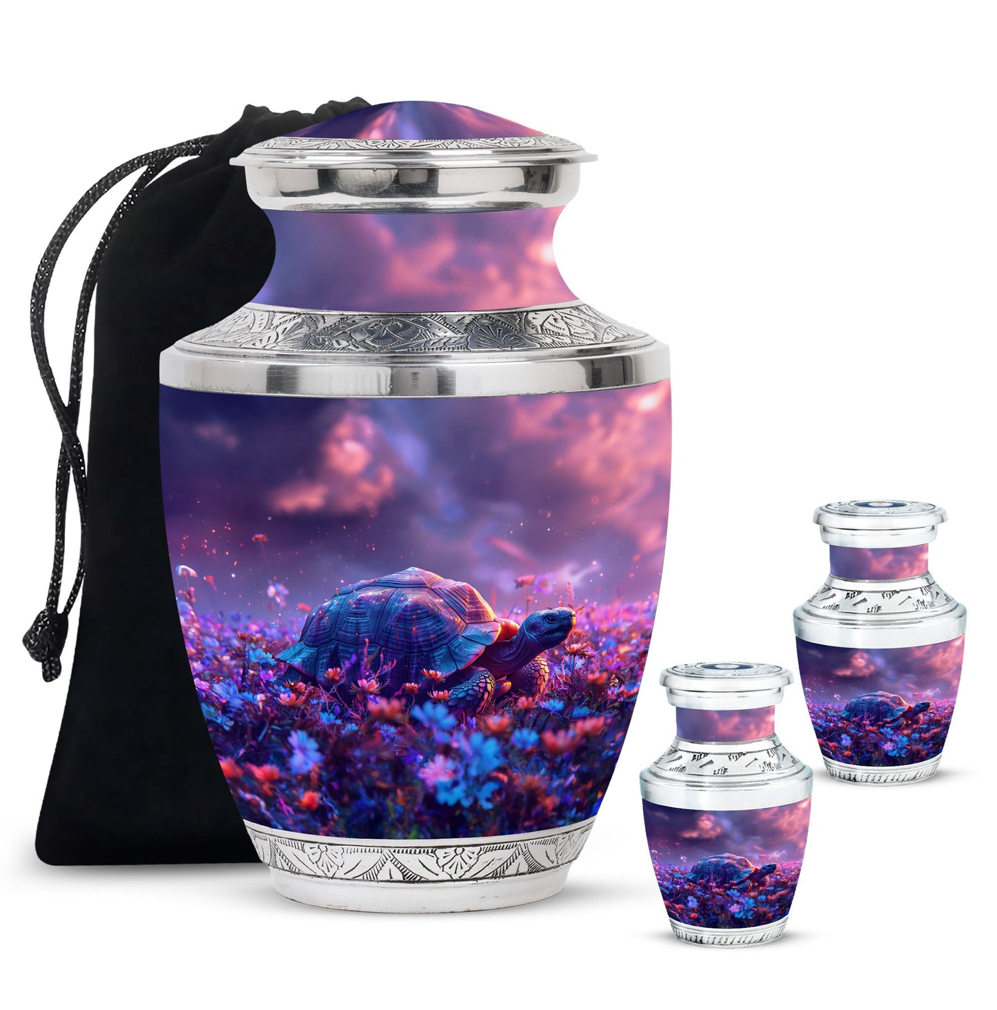 Turtle Theme Large Urn With 2 Keepsake Urn