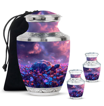 Turtle Theme Large Urn With 2 Keepsake Urn