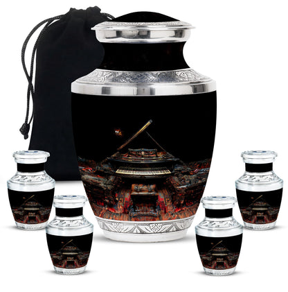 Piano Theme Large Urn With 4 Keepsake Urn